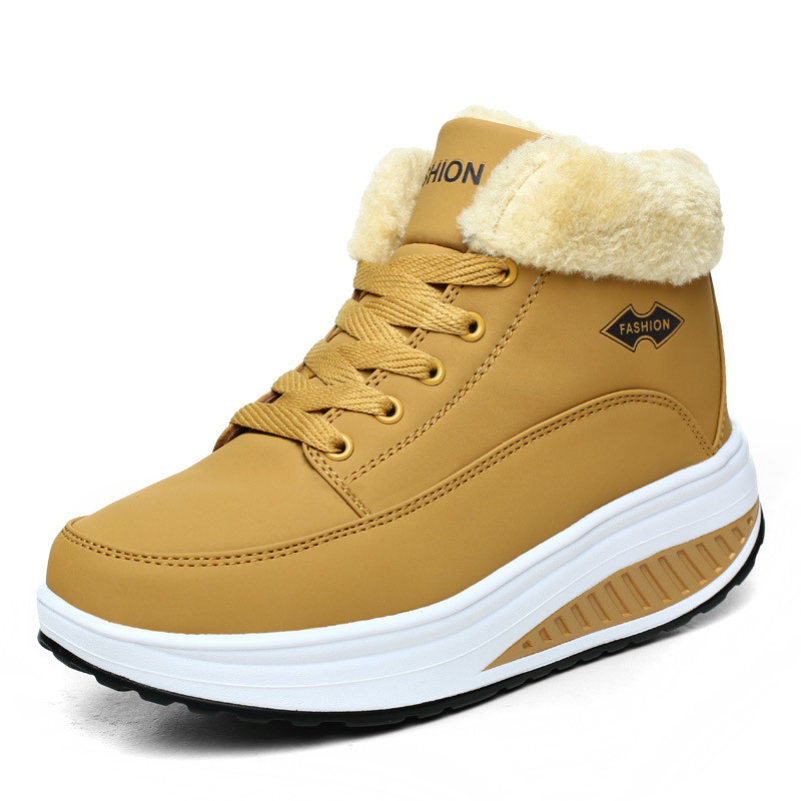 Bottes D'hiver Pour Femme à Enfiler - Talon Compensé 6 Cm - Semelle Antidérapante - Chaussures Chaudes Pour Neige