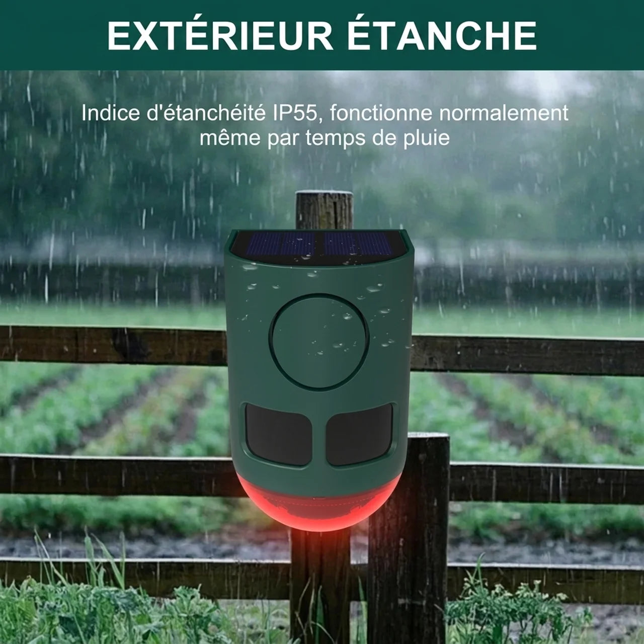 Alarme Solaire à Détecteur de Mouvement Répulsif pour Animaux et Intrus