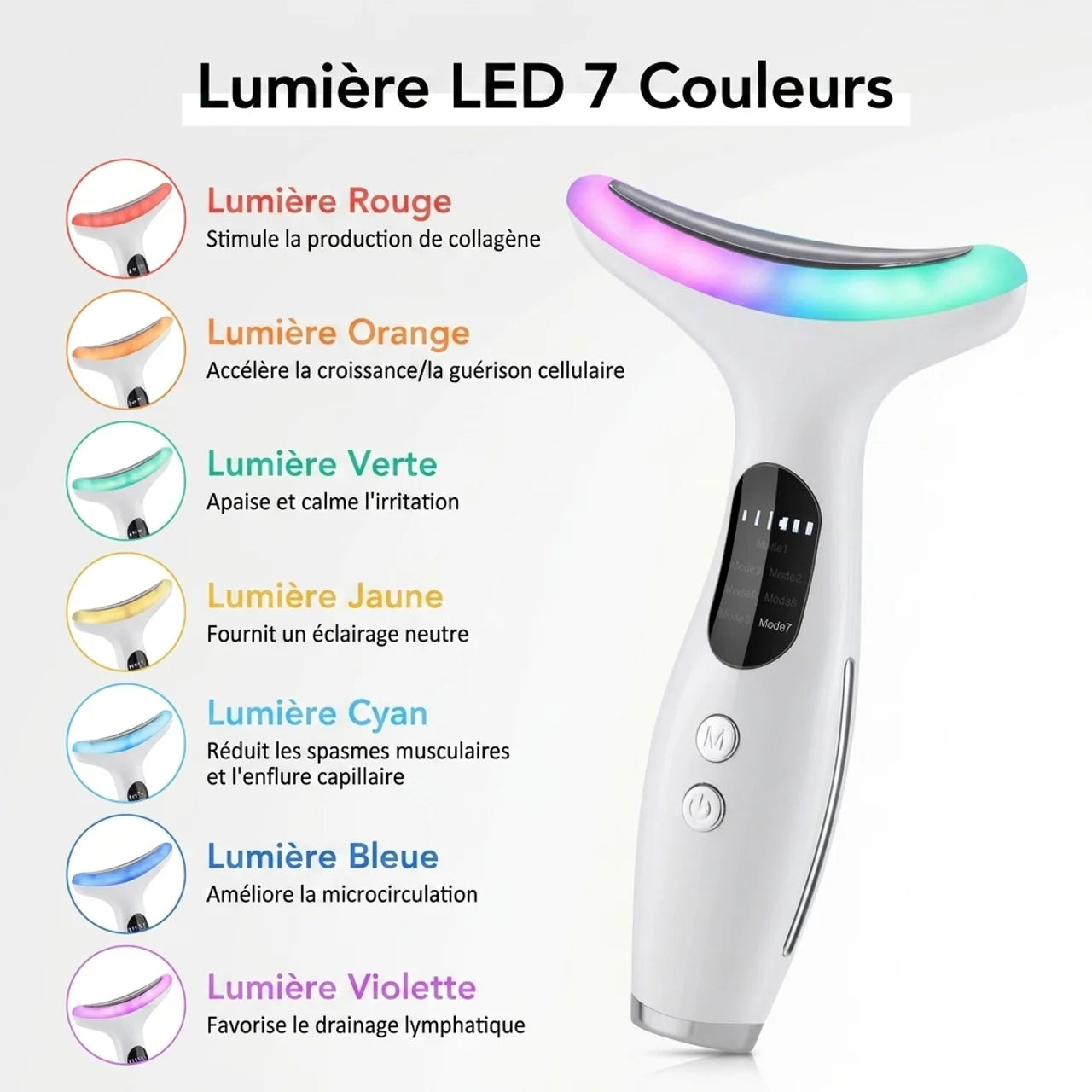 Appareil de Lifting Visage et Cou LED 7 Couleurs