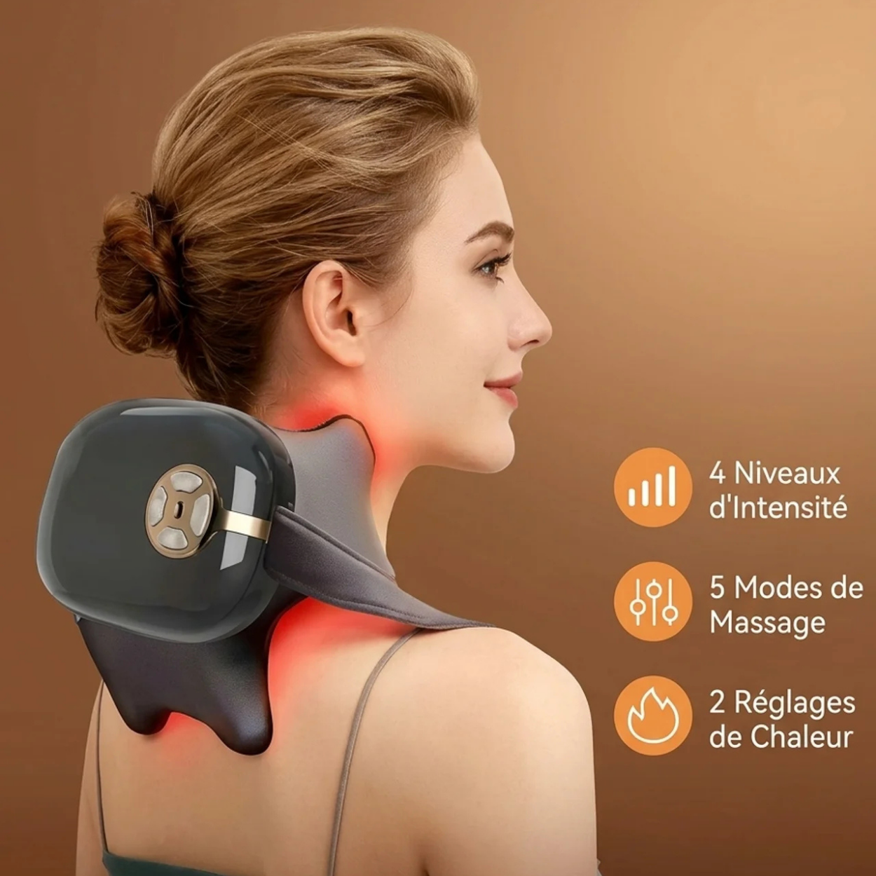 Appareil de Massage Cou et Épaules Électrique Cervical Chauffant Nuque et Trapèzes