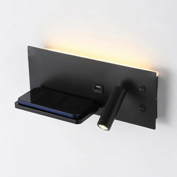 Applique murale LED moderne avec chargeur sans fil et port USB