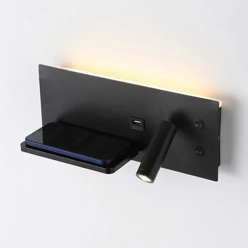 Applique murale LED moderne avec chargeur sans fil et port USB