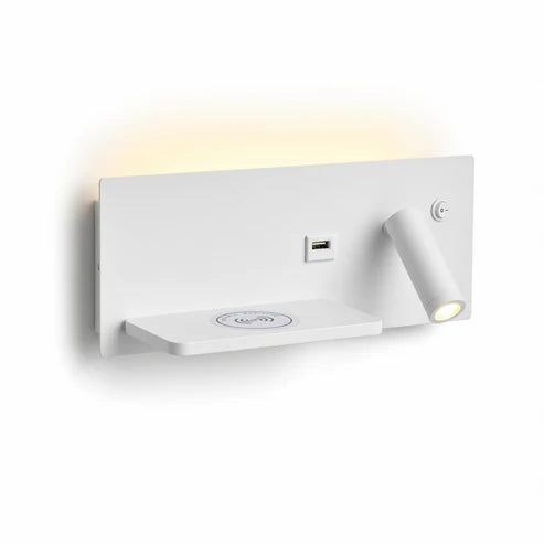 Applique murale LED moderne avec chargeur sans fil et port USB