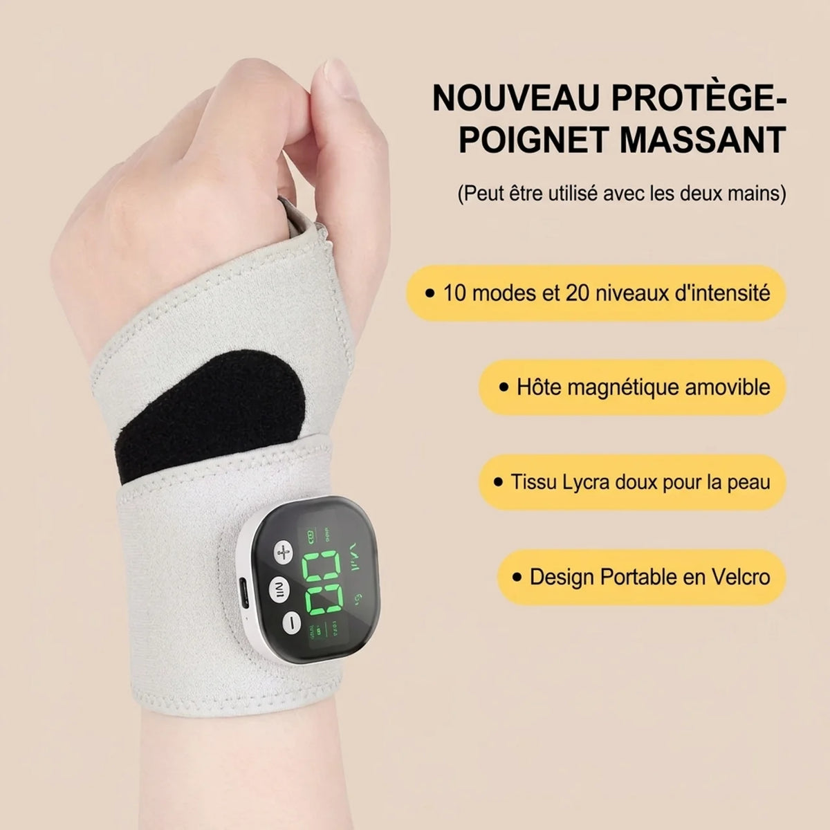 Masseur de Poignet EMS Intelligent 10 Modes & 29 Intensités