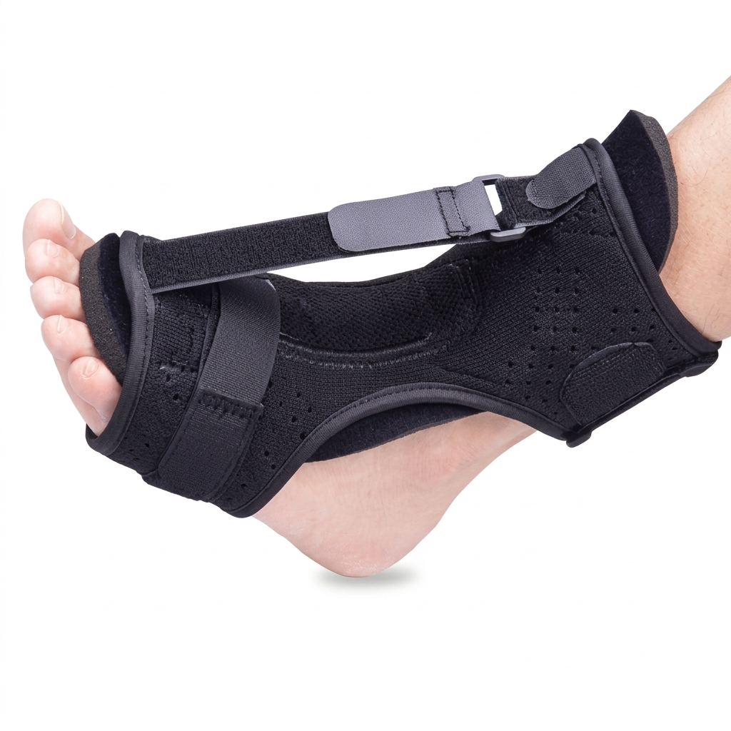 Attelle de Nuit Respirante avec Plaque d'Acier Ajustable pour Fasciite Plantaire & Tendinite d'Achille