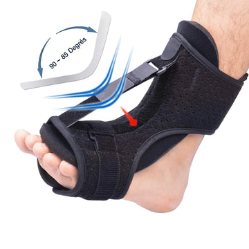 Attelle de Nuit Respirante avec Plaque d'Acier Ajustable pour Fasciite Plantaire & Tendinite d'Achille