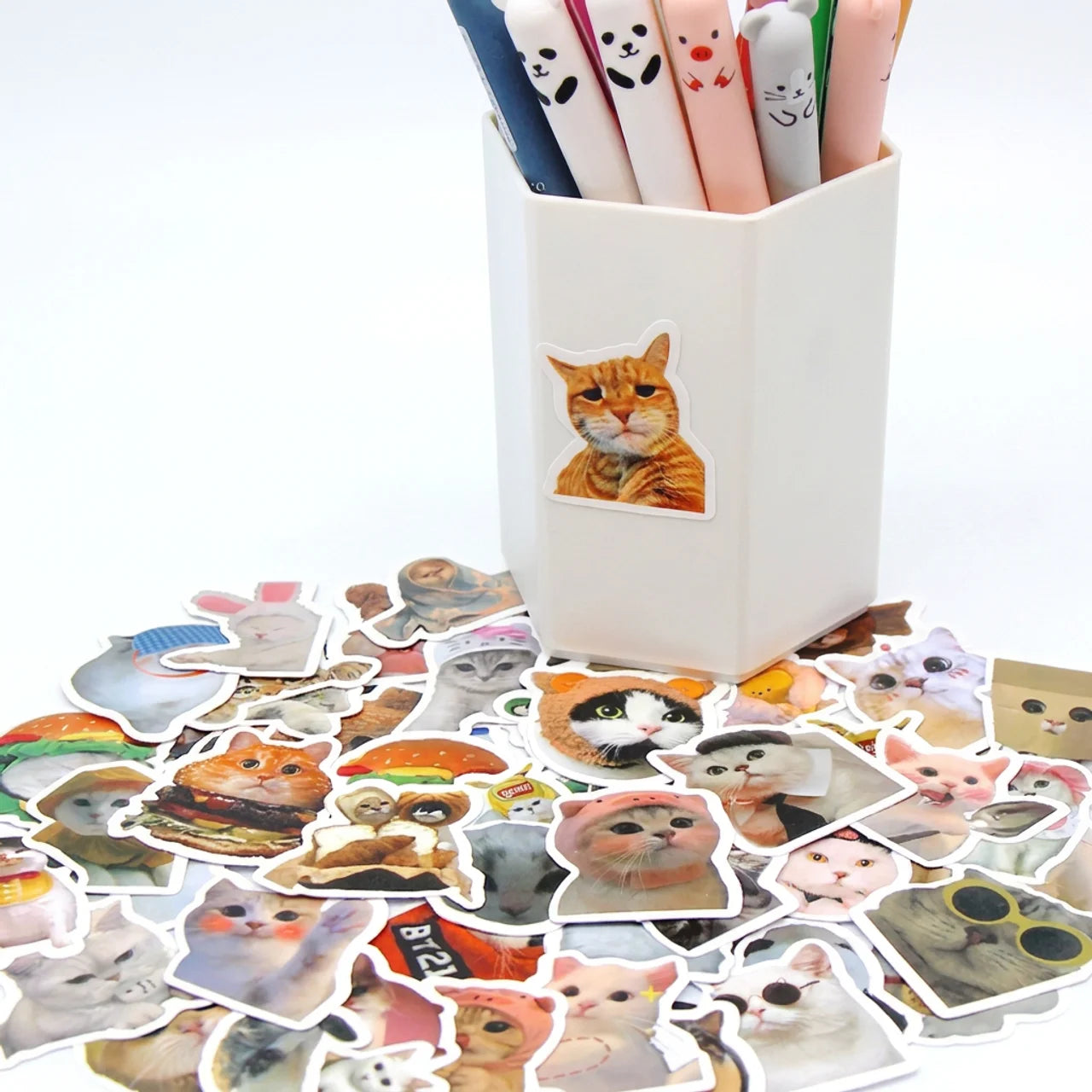 Autocollants Chats Drôles Stickers Kawaii pour Ordinateur Téléphone Gourde Journal & DIY