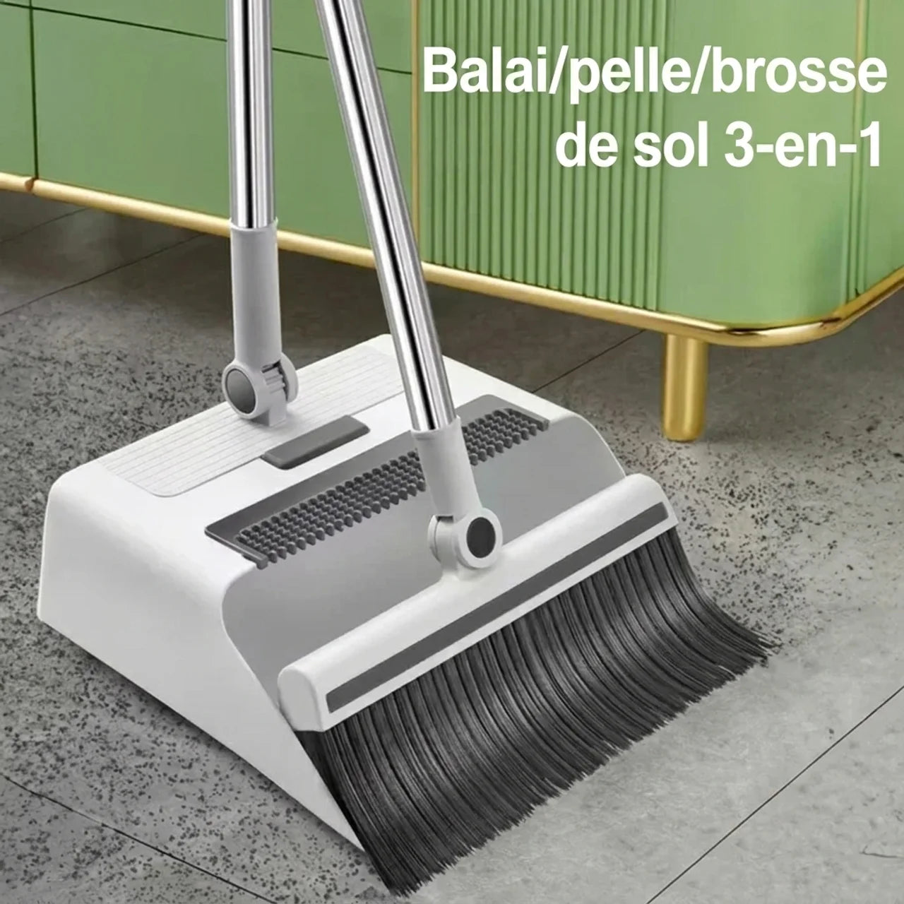 Balai & Pelle à Manche Long Kit de Nettoyage Ergonomique