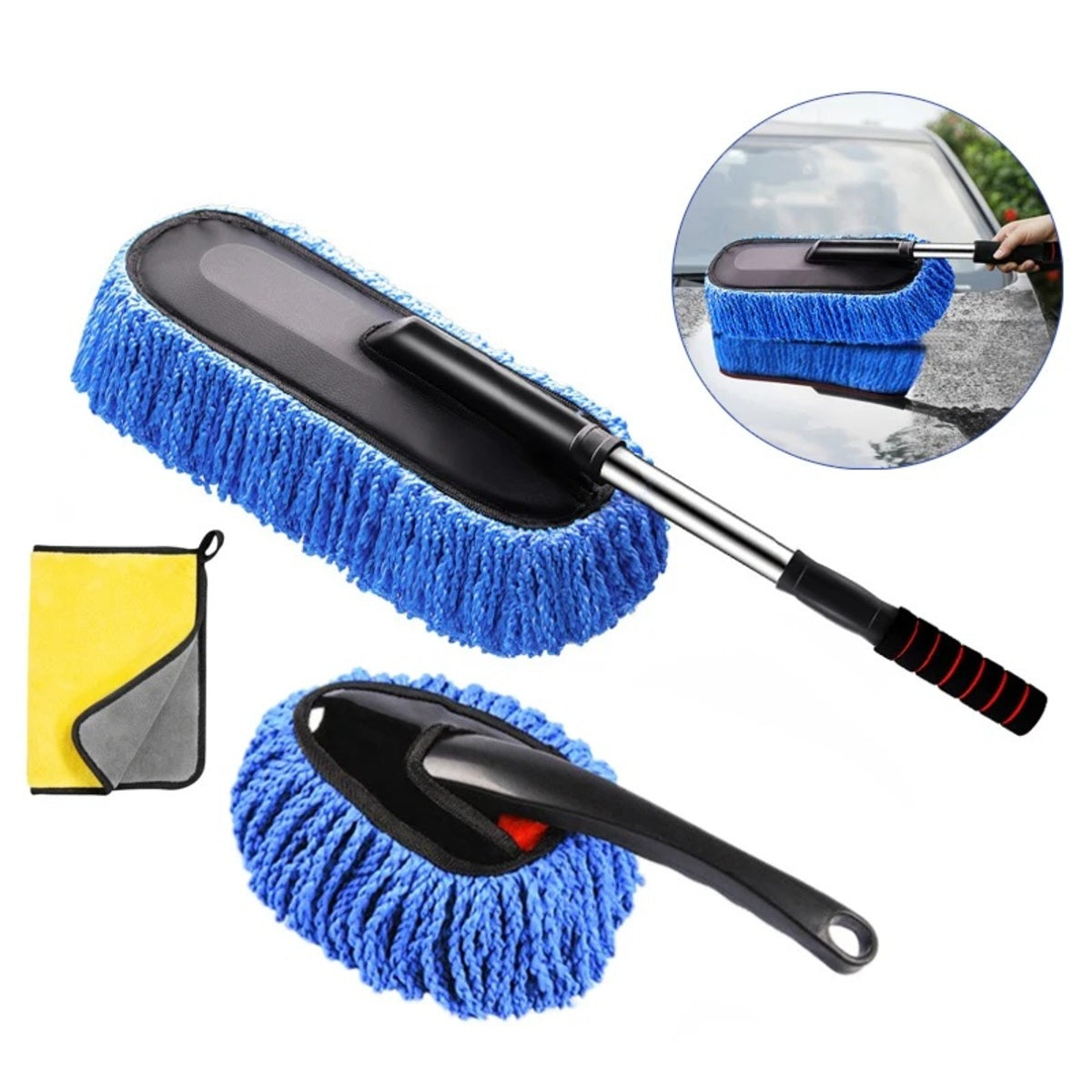 Balai de Lavage Auto en Microfibre avec Manche Télescopique Extensible