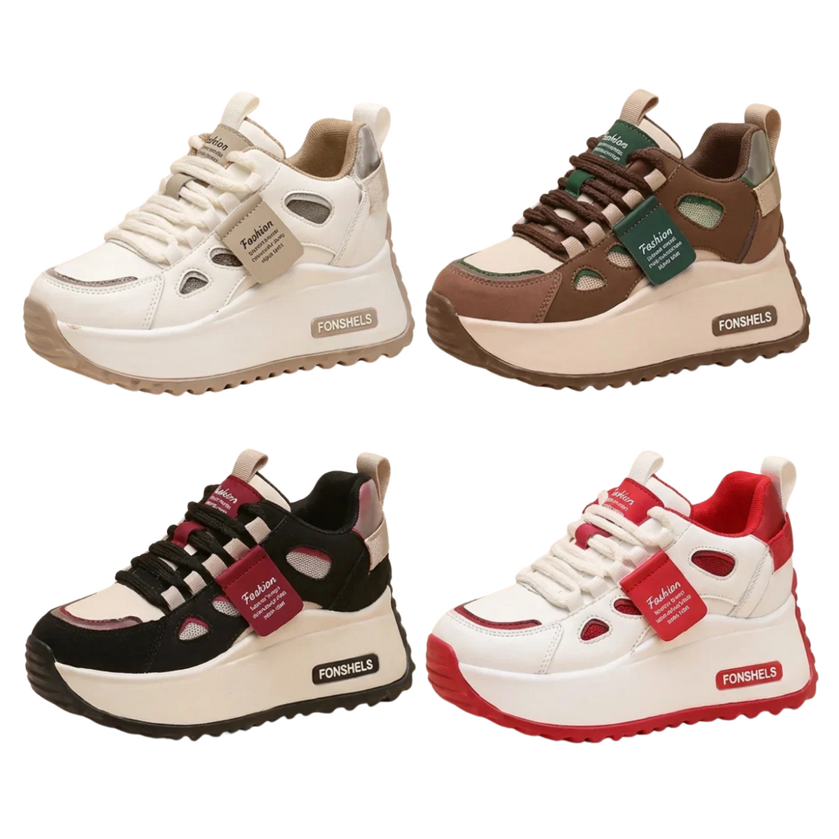 Baskets Compensées en Cuir Véritable Talon Caché 7 cm Confortables & Respirantes