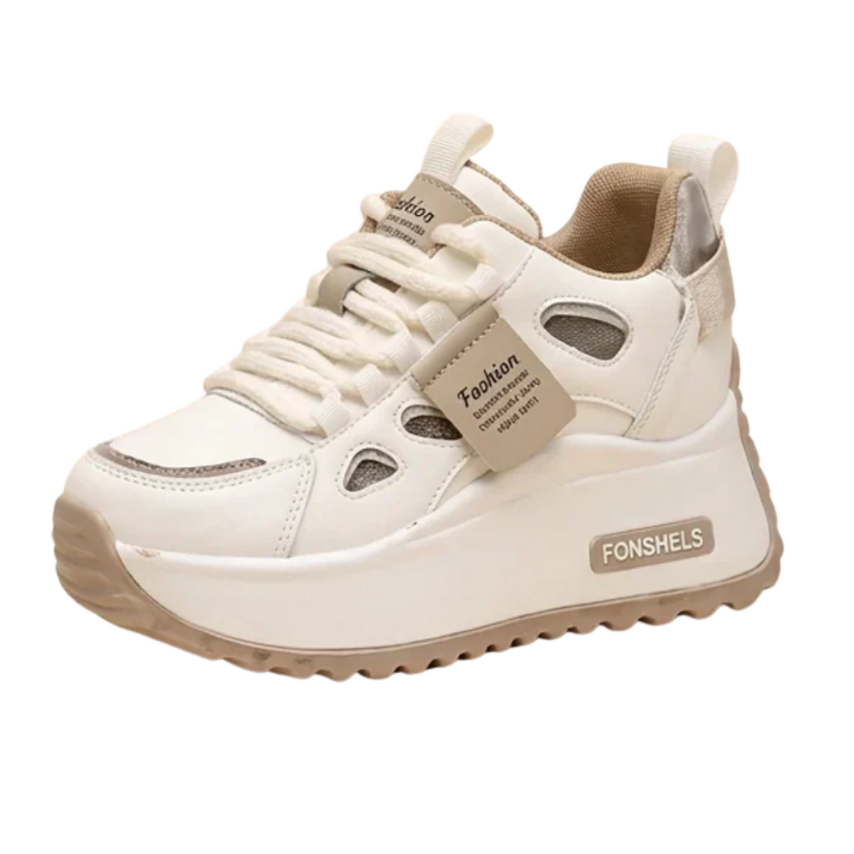 Baskets Compensées en Cuir Véritable Talon Caché 7 cm Confortables & Respirantes
