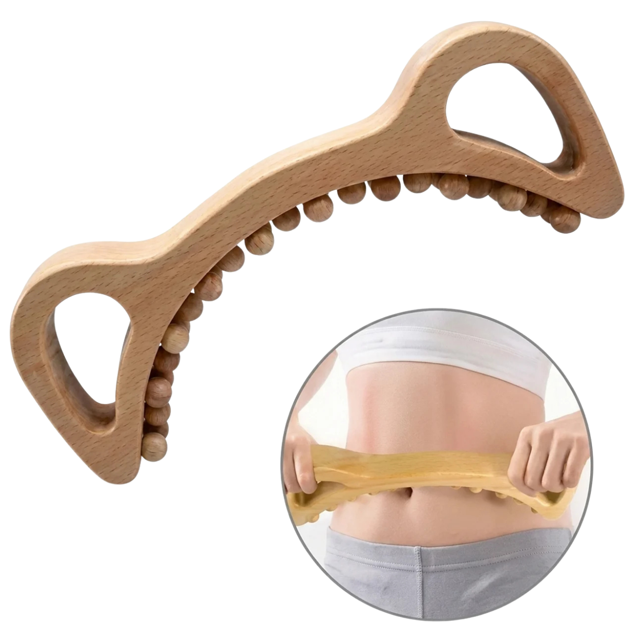Bâton de Massage en Bois Anti Cellulite Maderothérapie 29 Billes