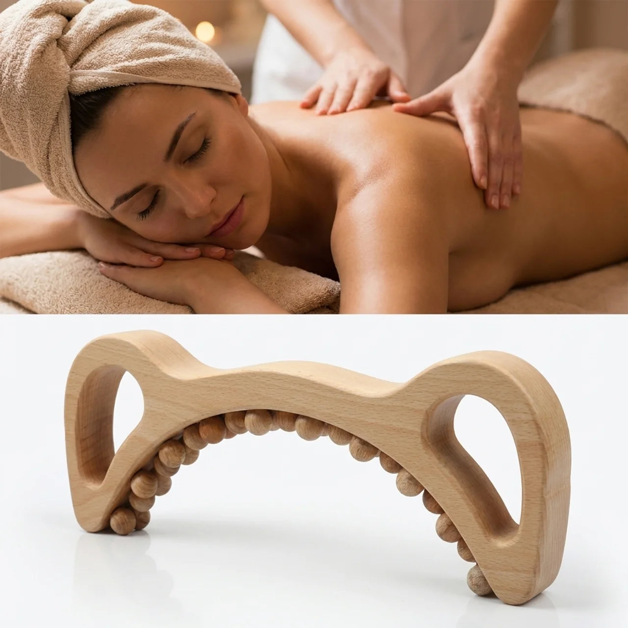 Bâton de Massage en Bois Anti Cellulite Maderothérapie 29 Billes