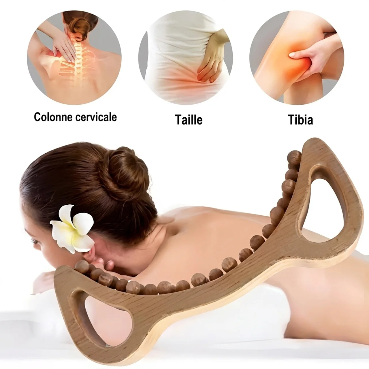 Bâton de Massage en Bois Anti Cellulite Maderothérapie 29 Billes
