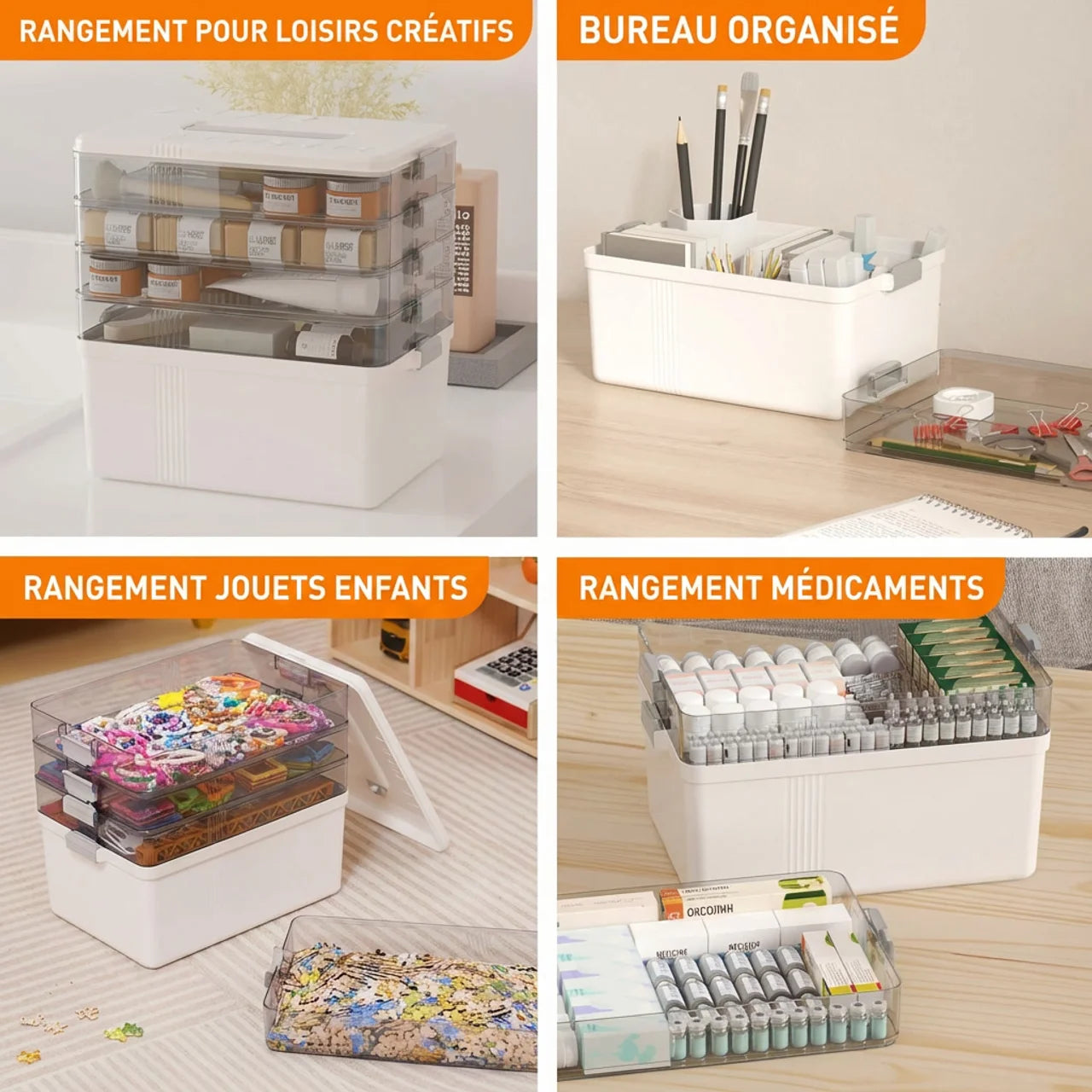 Boîte à Pharmacie Multi Niveaux Rangement Médicaments