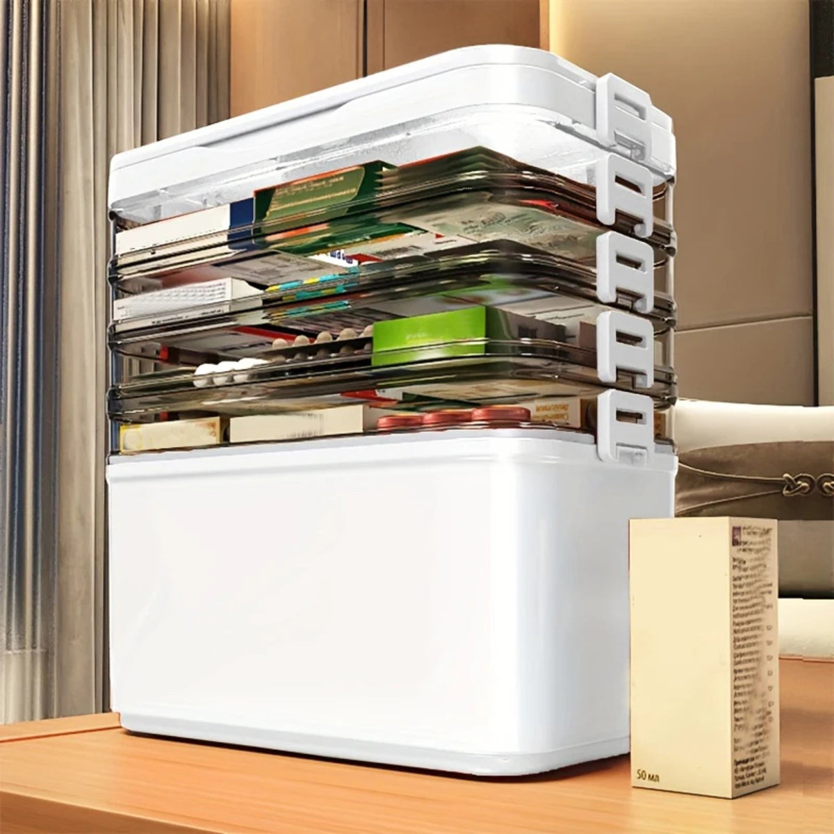 Boîte à Pharmacie Multi Niveaux Rangement Médicaments