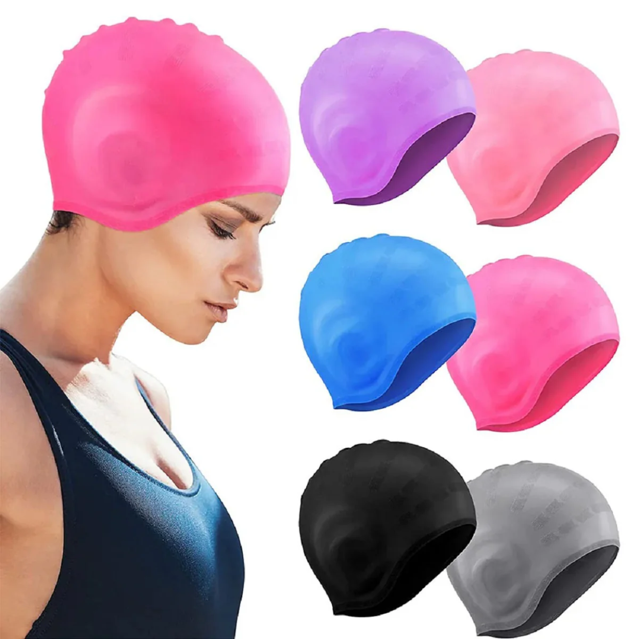 Bonnet de Bain en Silicone Étanche Protection Oreilles Antidérapant