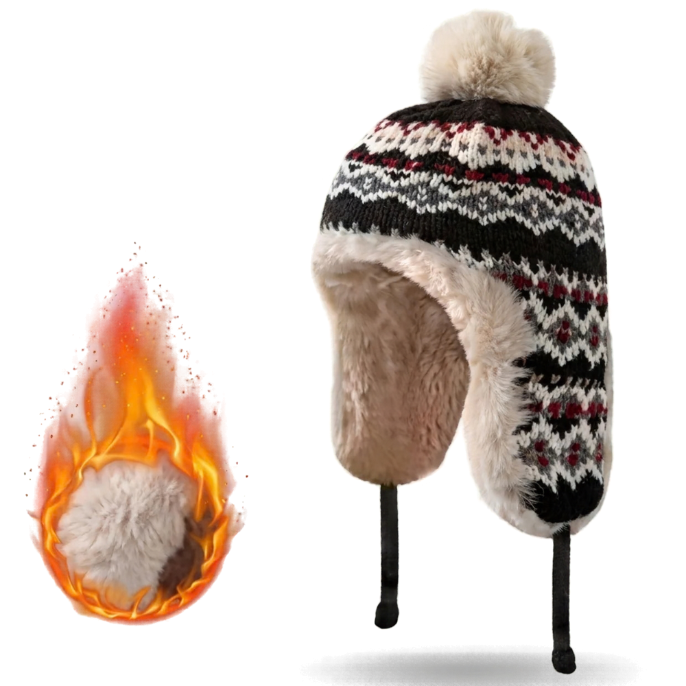 Bonnet Trappeur d'Hiver Tricoté avec Oreillettes en Peluche Chaleur & Style Nordique