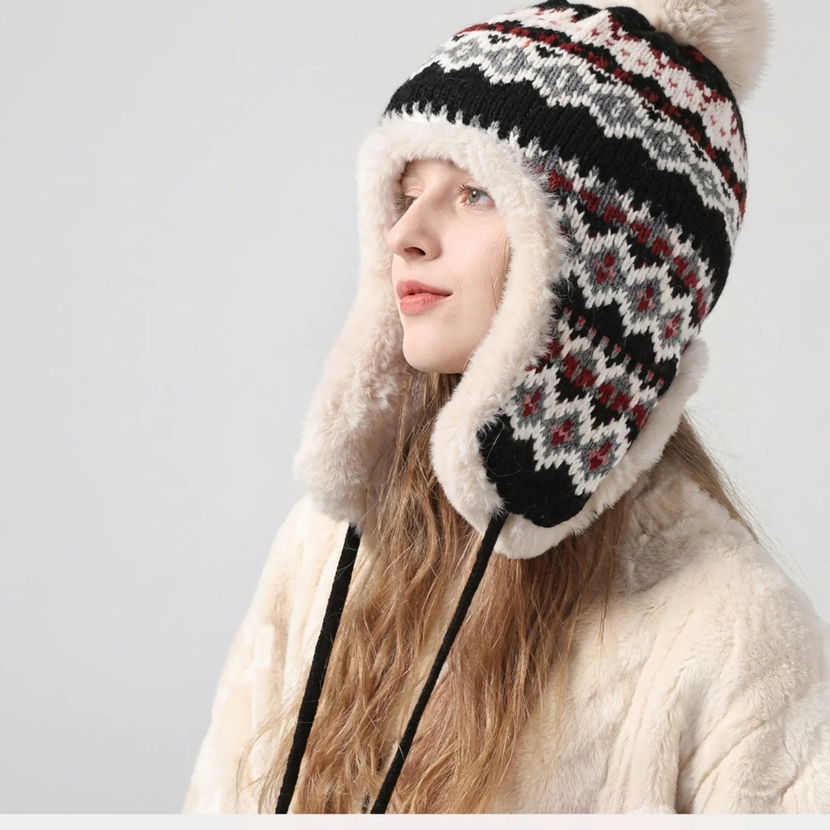 Bonnet Trappeur d'Hiver Tricoté avec Oreillettes en Peluche Chaleur & Style Nordique