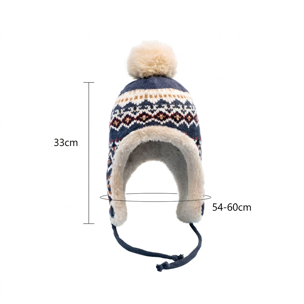 Bonnet Trappeur d'Hiver Tricoté avec Oreillettes en Peluche Chaleur & Style Nordique