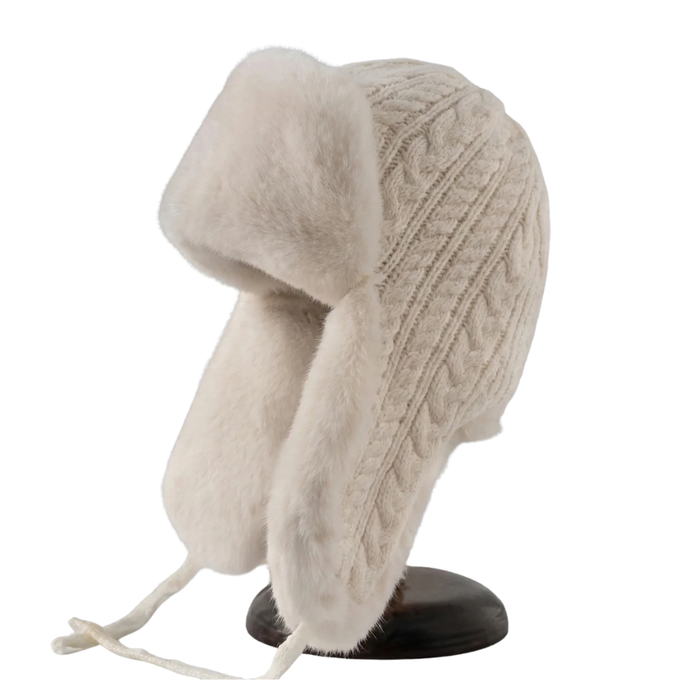 Bonnet d'Hiver Femme avec Cache-Oreilles Tricot Épais