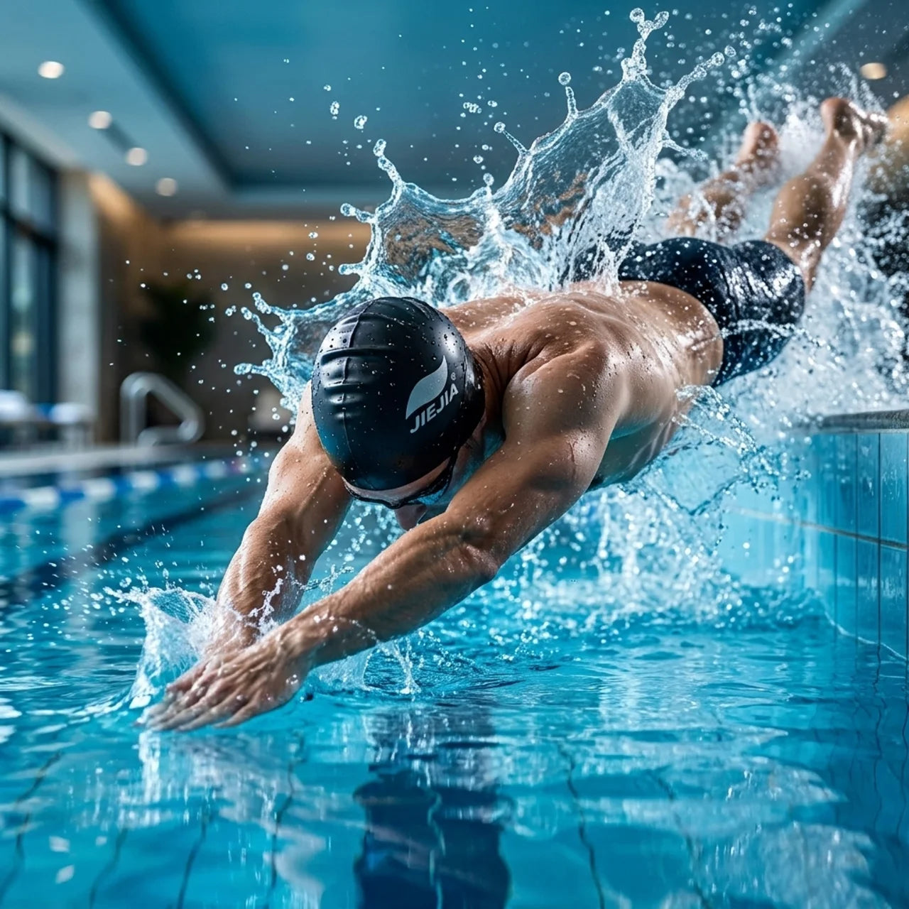 Bonnet de Bain en Silicone Ultra-Doux Étanche avec Protection des Oreilles
