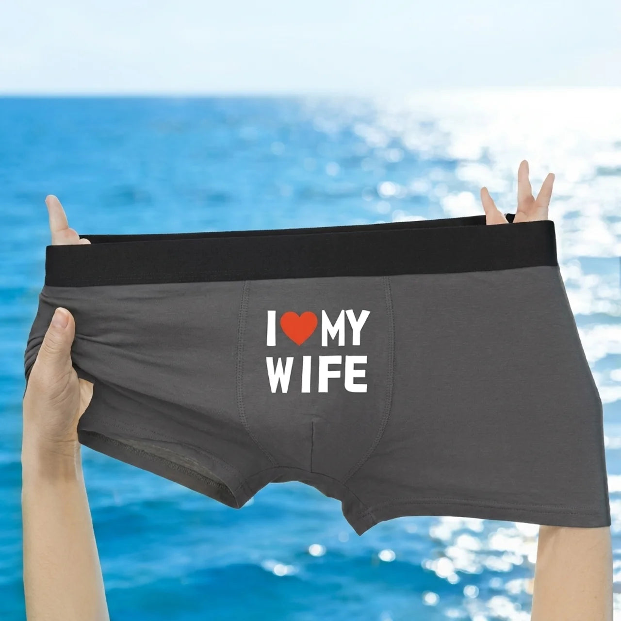 Boxer Homme I Love My Wife Respirant Confortable et Cadeau Romantique