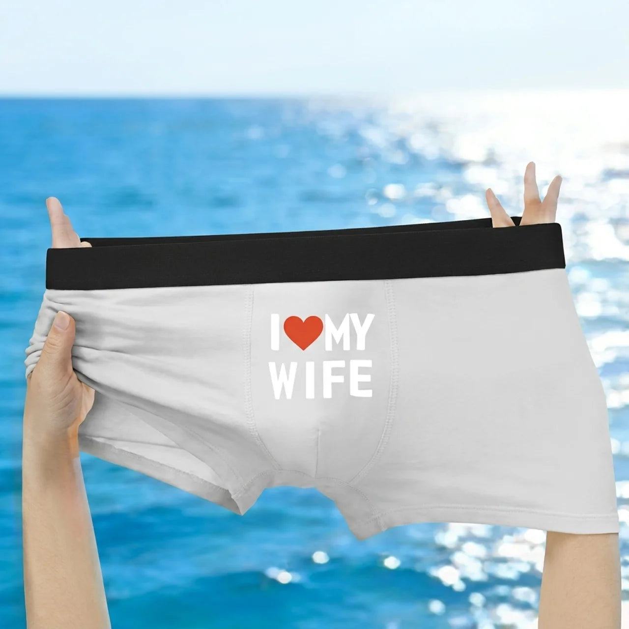 Boxer Homme I Love My Wife Respirant Confortable et Cadeau Romantique