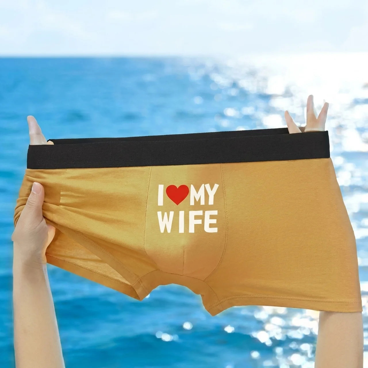 Boxer Homme I Love My Wife Respirant Confortable et Cadeau Romantique