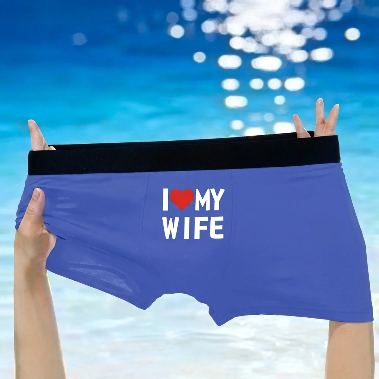 Boxer Homme I Love My Wife Respirant Confortable et Cadeau Romantique