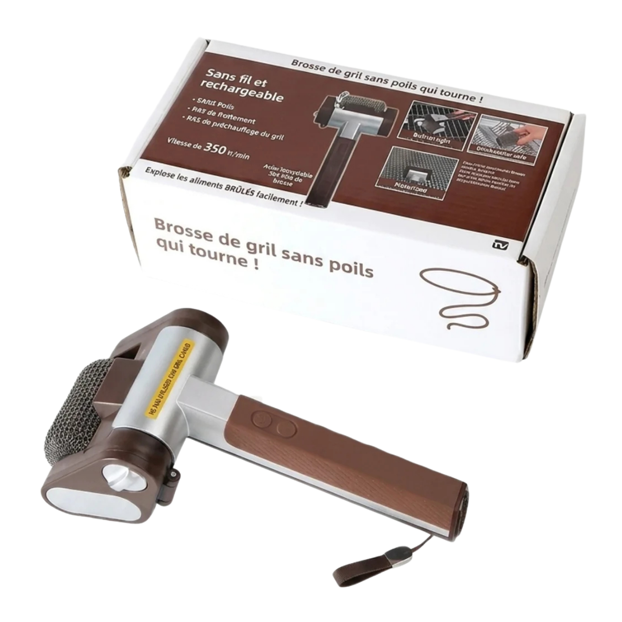 Brosse Électrique Rotative Sans Poils pour Barbecue Nettoyage Rapide et Sans Effort