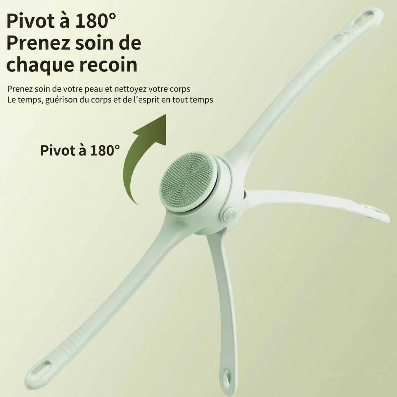 Brosse de Bain Électrique 4 en 1 Rechargeable Double Poignée avec Brosse de Dos Rotative