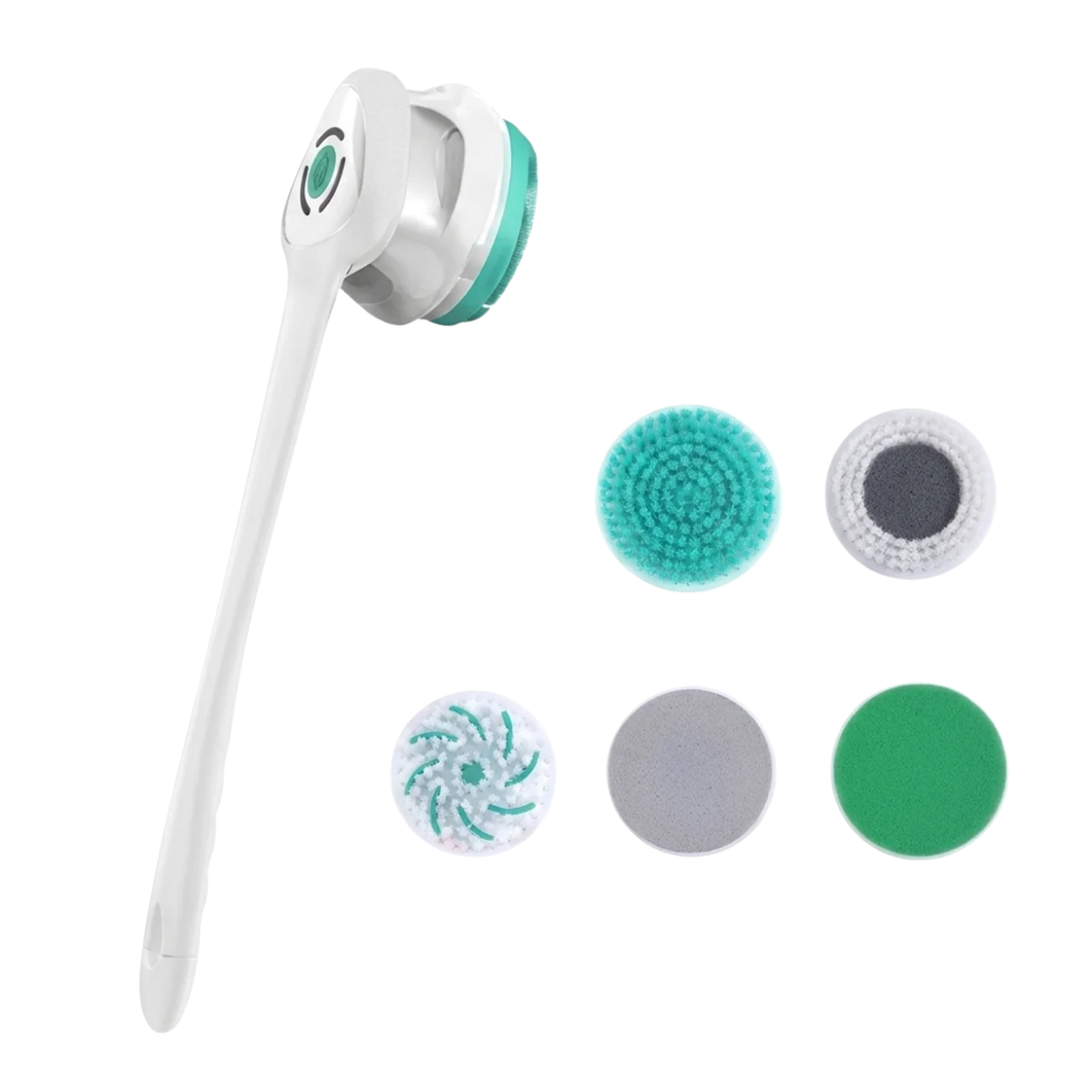 Brosse de Douche Électrique 5 en 1 Rechargeable Rotative avec Manche Long 40 cm