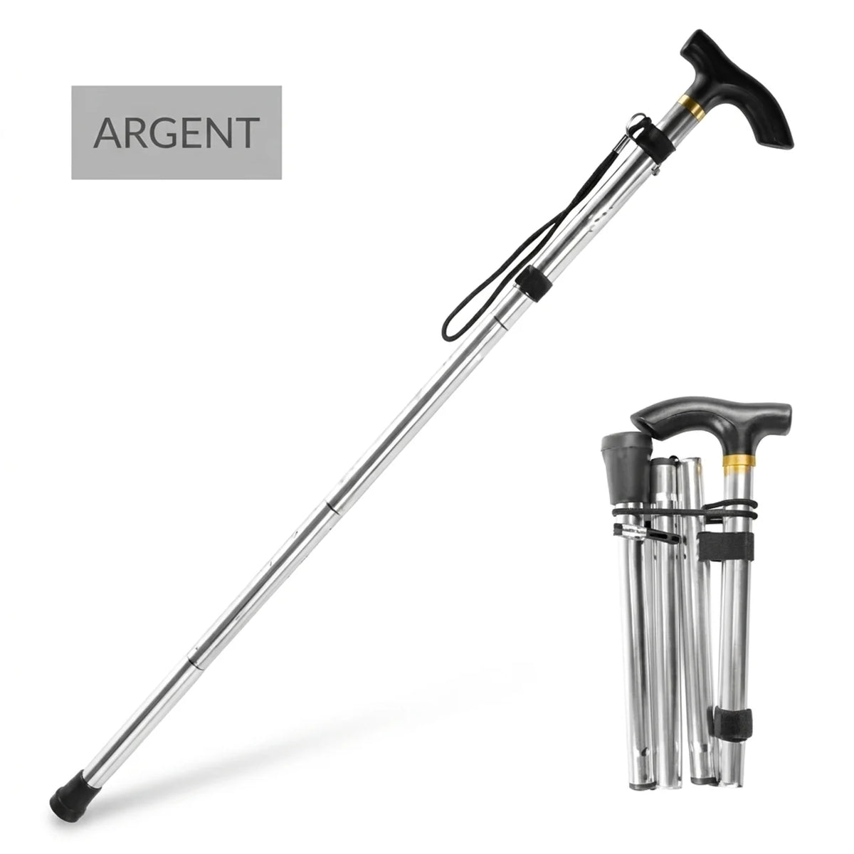 Canne de Marche Télescopique & Pliante en Aluminium