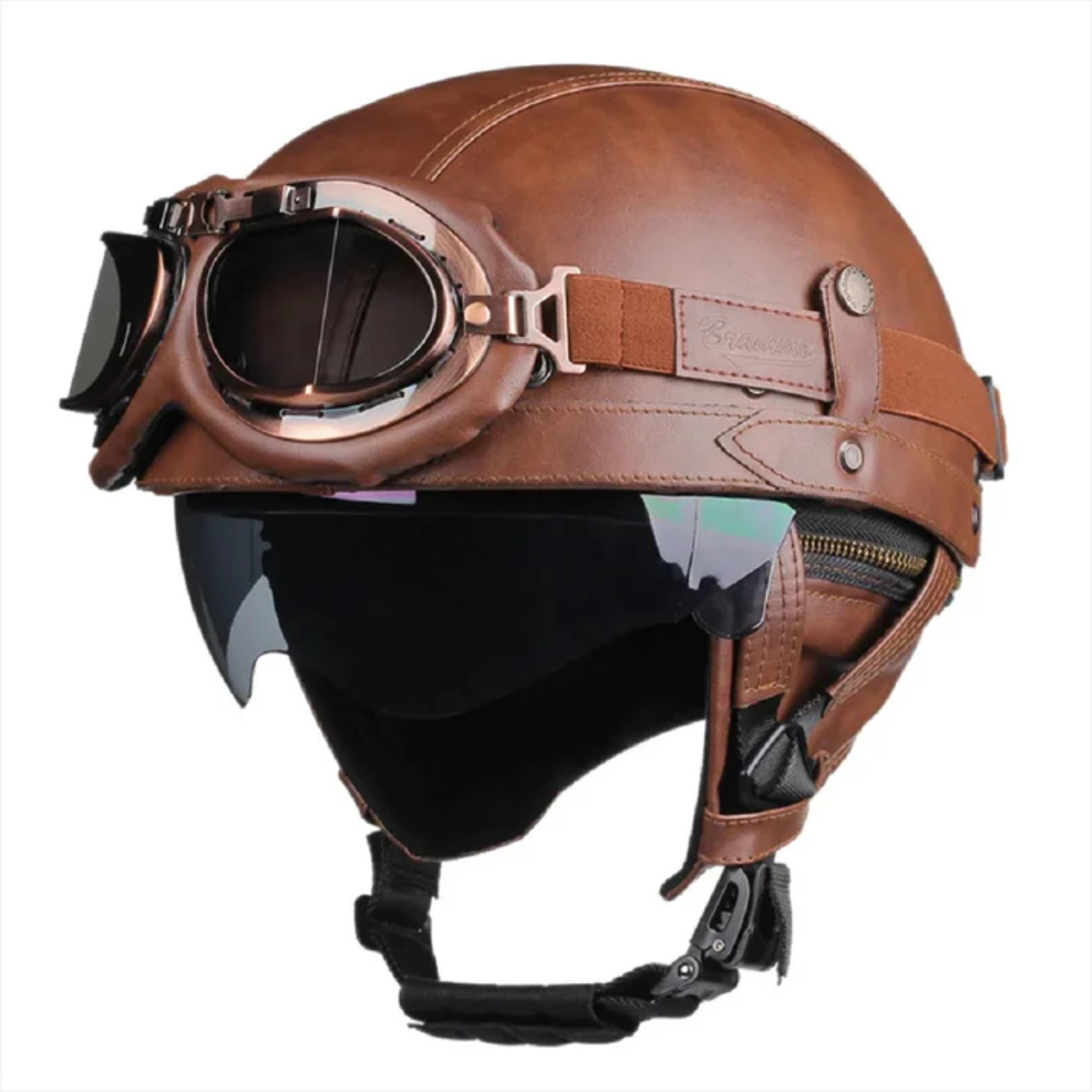 Casque de moto en cuir allemand Vintage Casco Moto Open Face Retro Demi-casque Chopper Biker Casque de moto en cuir allemand Vintage Casco Moto Open Face Retro Demi-casque Chopper Biker