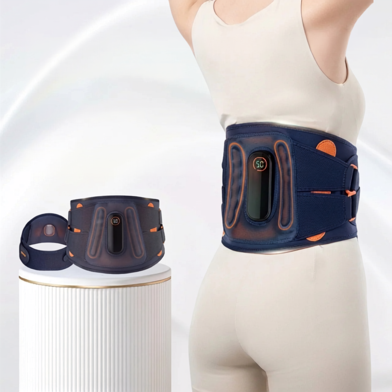 Ceinture Lombaire Chauffante et Massante Masseur Dos Lumière Rouge