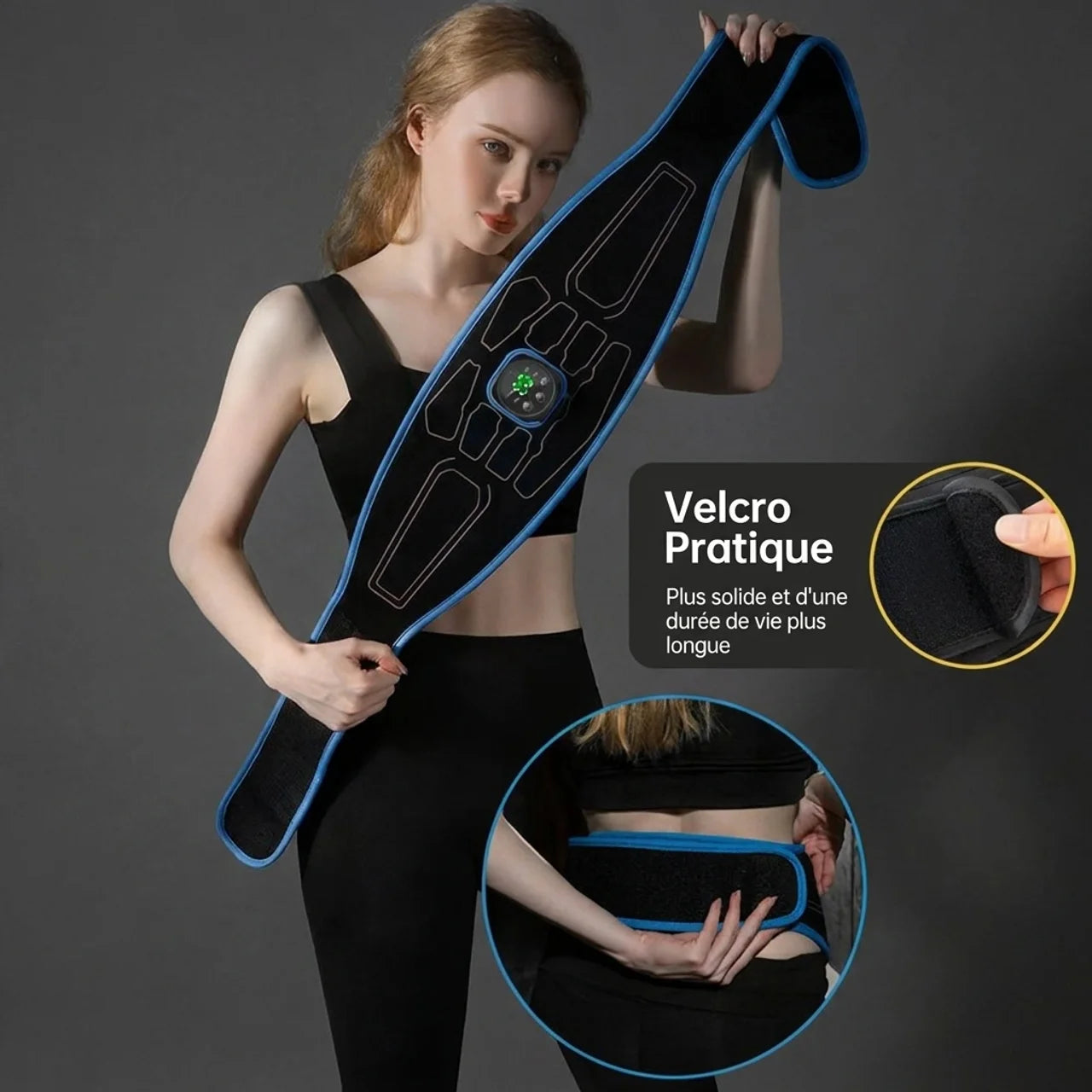 Ceinture Abdominale EMS Rechargeable 10 Modes 39 Intensités Sans Gel