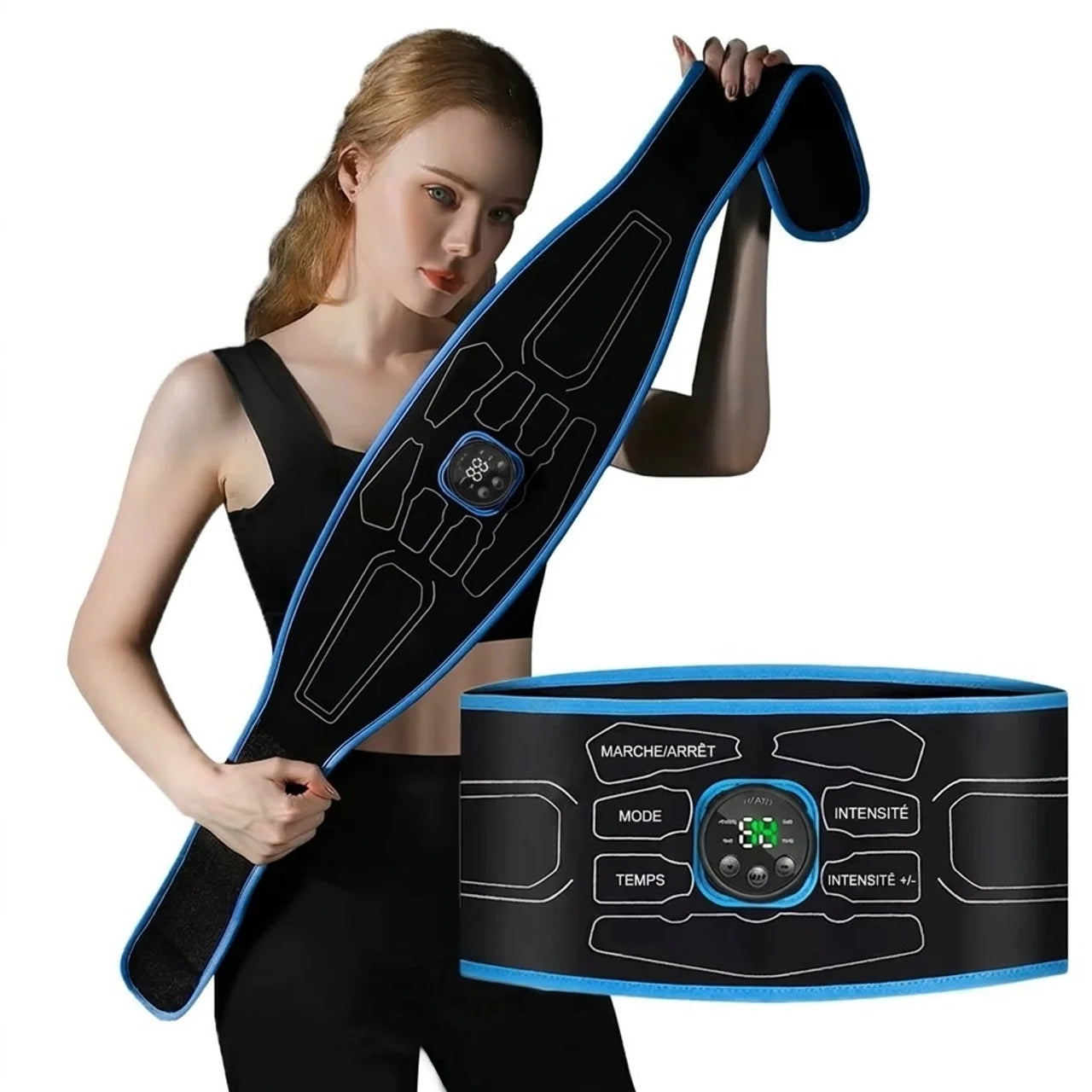 Ceinture Abdominale EMS Rechargeable 10 Modes 39 Intensités Sans Gel