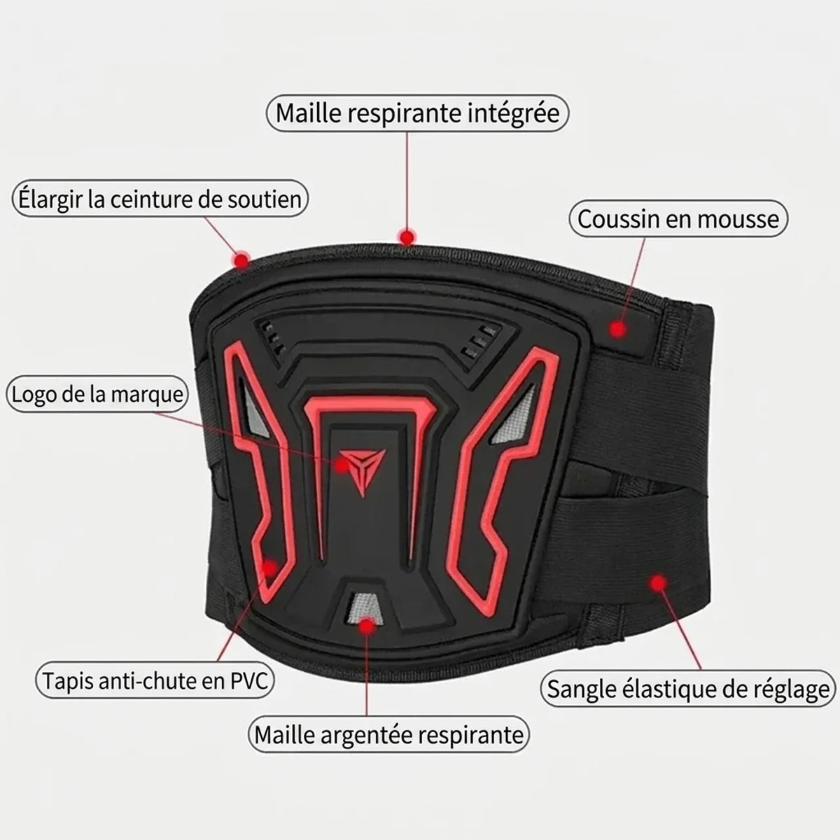Ceinture lombaire moto réglable et respirante Protection dorsale pour motocross et longs trajets