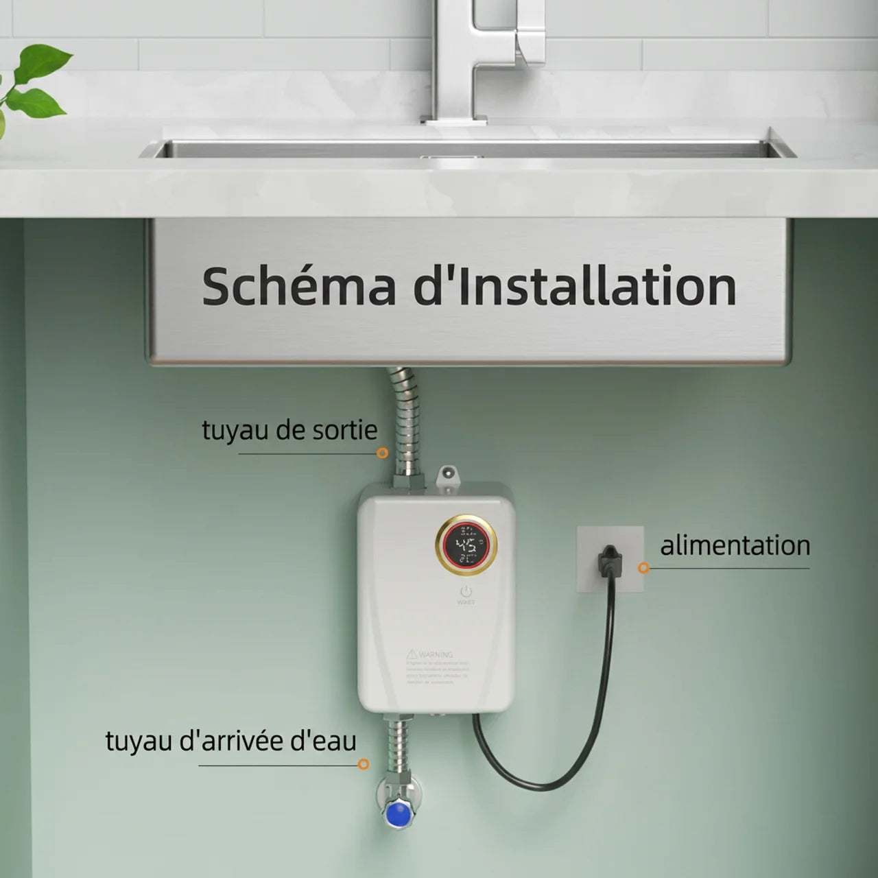Chauffe-Eau Électrique Instantané Mural avec Écran LCD