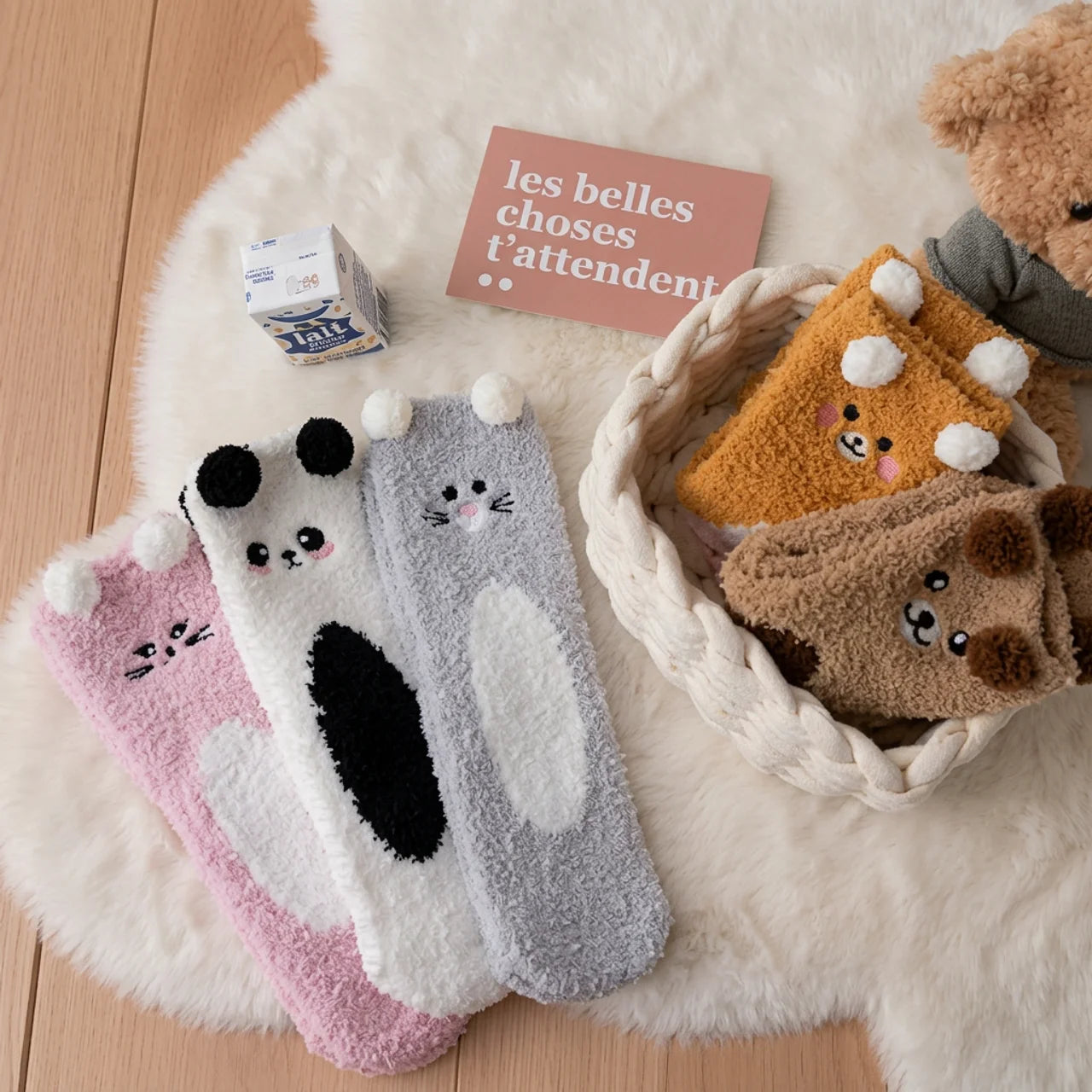 Chaussettes Polaires Animaux Ultra-Douces Chaussettes Chaudes d'Hiver pour Femme