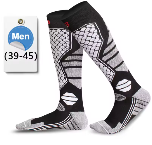 Chaussettes de Ski Thermiques à Compression Chaudes Respirantes & Antidérapantes