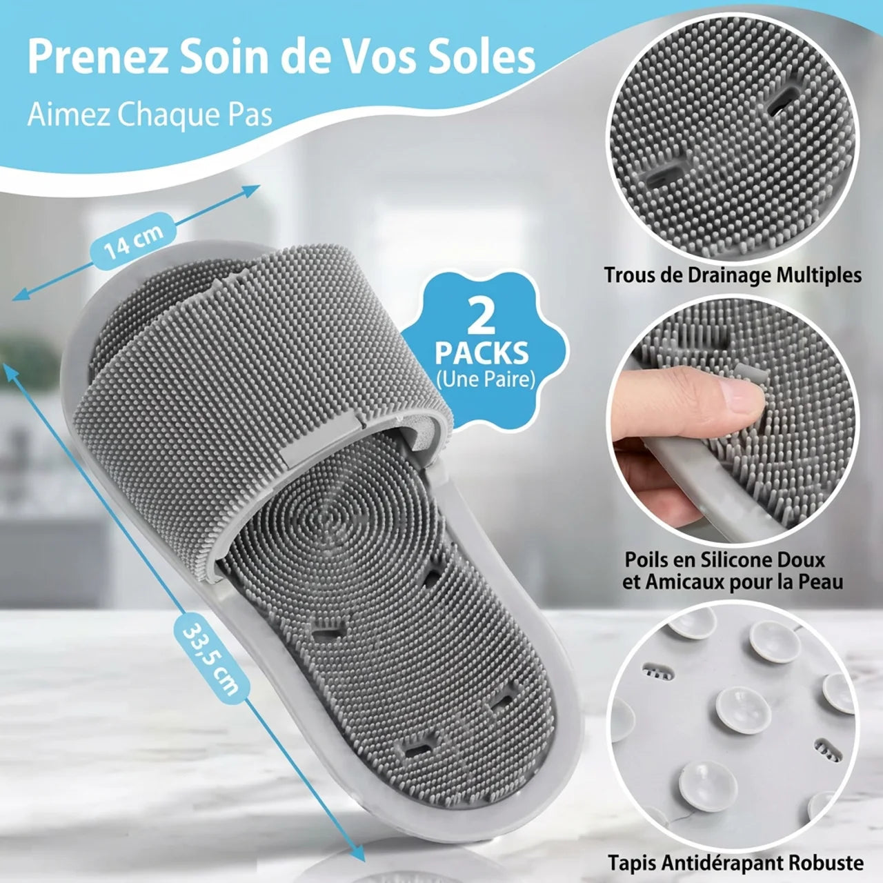 Chaussons Exfoliants de Douche en Silicone