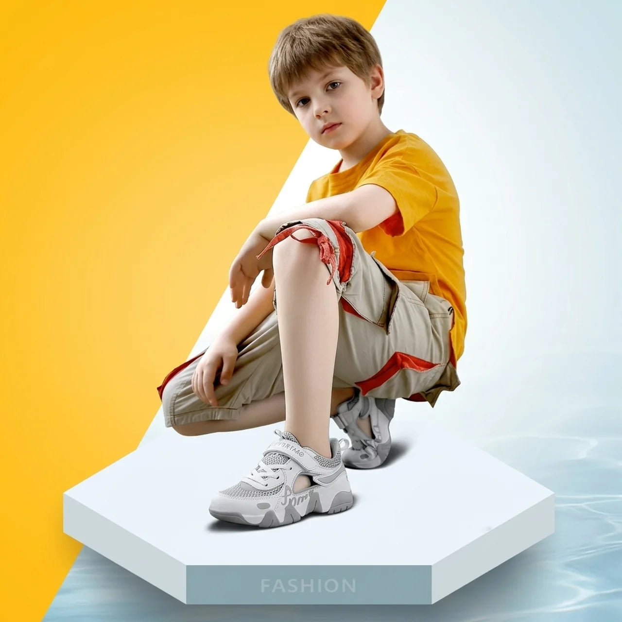 Baskets d'Été Respirantes Enfant Sandales de Sport Légères avec Scratch