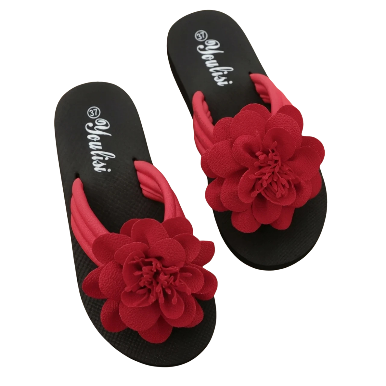 Tongs à Fleur Femme Youlisi Claquettes de Plage Grande Fleur en Relief