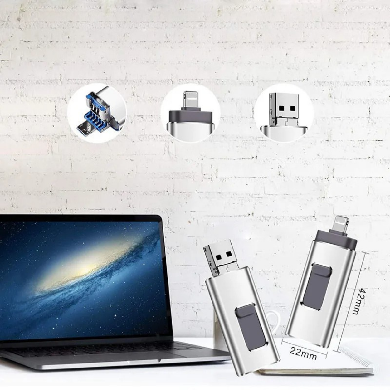 Clé USB 4-en-1 iFlashDrive™ pour iPhone Android & PC