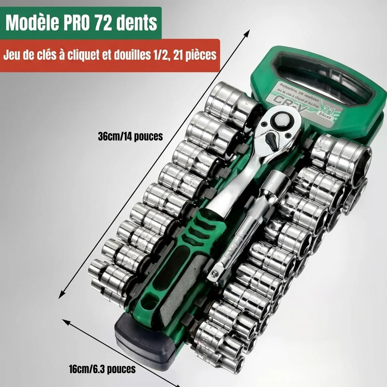 Coffret Cliquet Professionnel 72 Dents 21 Pièces
