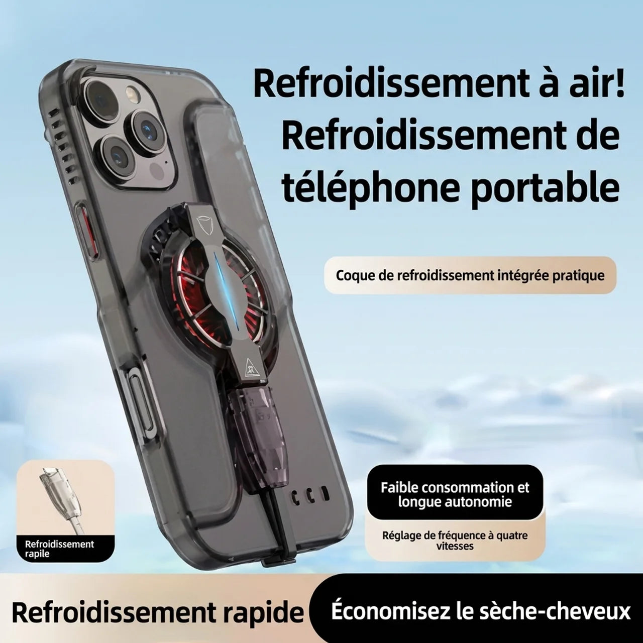 Coque de Protection avec Ventilateur Refroidisseur pour Smartphone