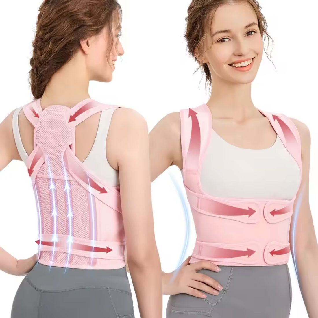 Correcteur de Posture 2-en-1 Soutien Dorsal & Redresse Dos Réglable