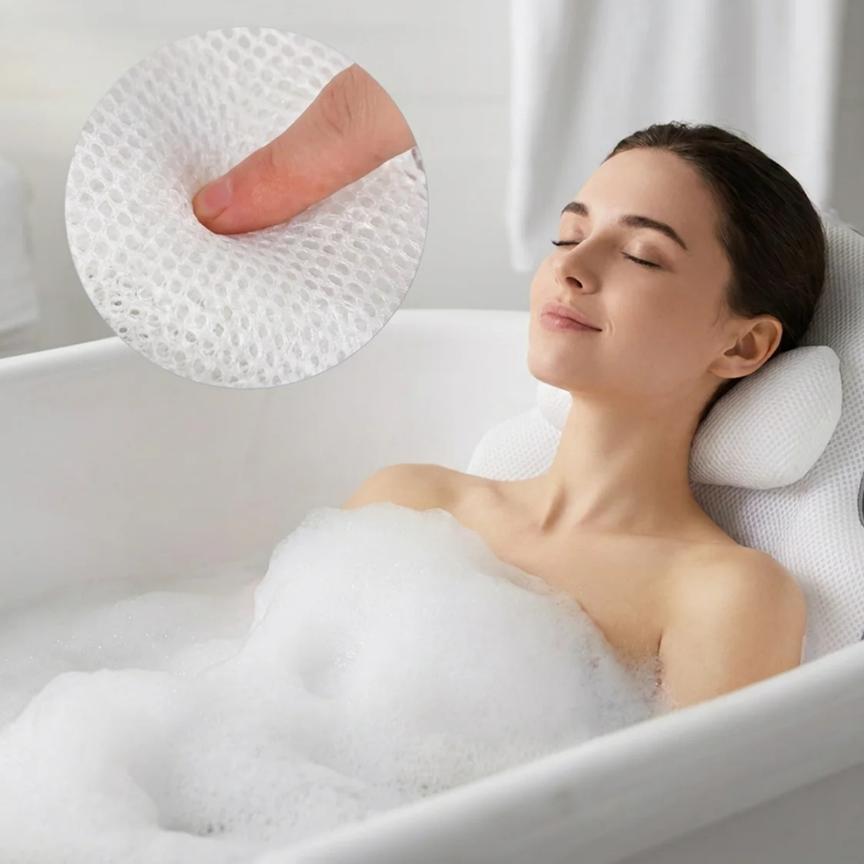 Coussin de Bain Intégral Luxe Spa Appui-Tête Ergonomique & Soutien Lombaire